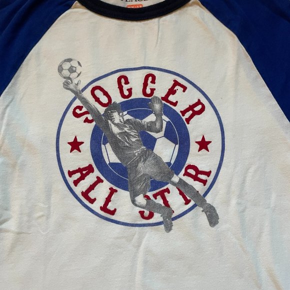 Children's Place Blue and White Soccer T-Shirt, 7/8 - Picture 2 of 8
